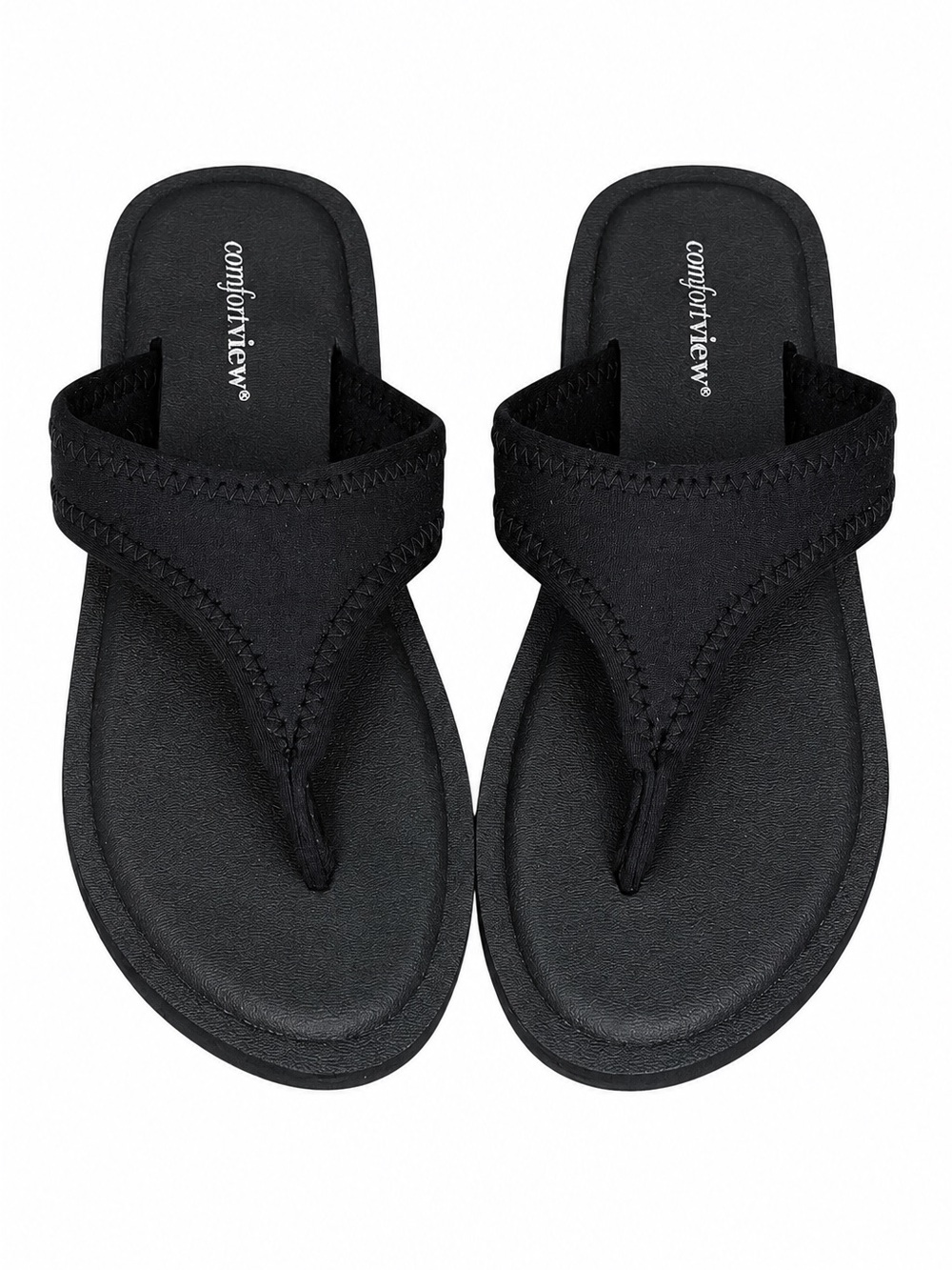 Comfortview “The Sylvia” Stretch Fabric Thong Sandals 8 Wide Comfort Flip Flops